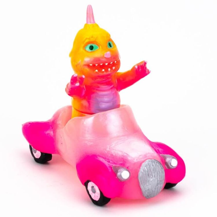 Wormrah in Car – Pink Car / Pink and Yellow Wormrah by Grumble Toy (Ainsley Sturko)