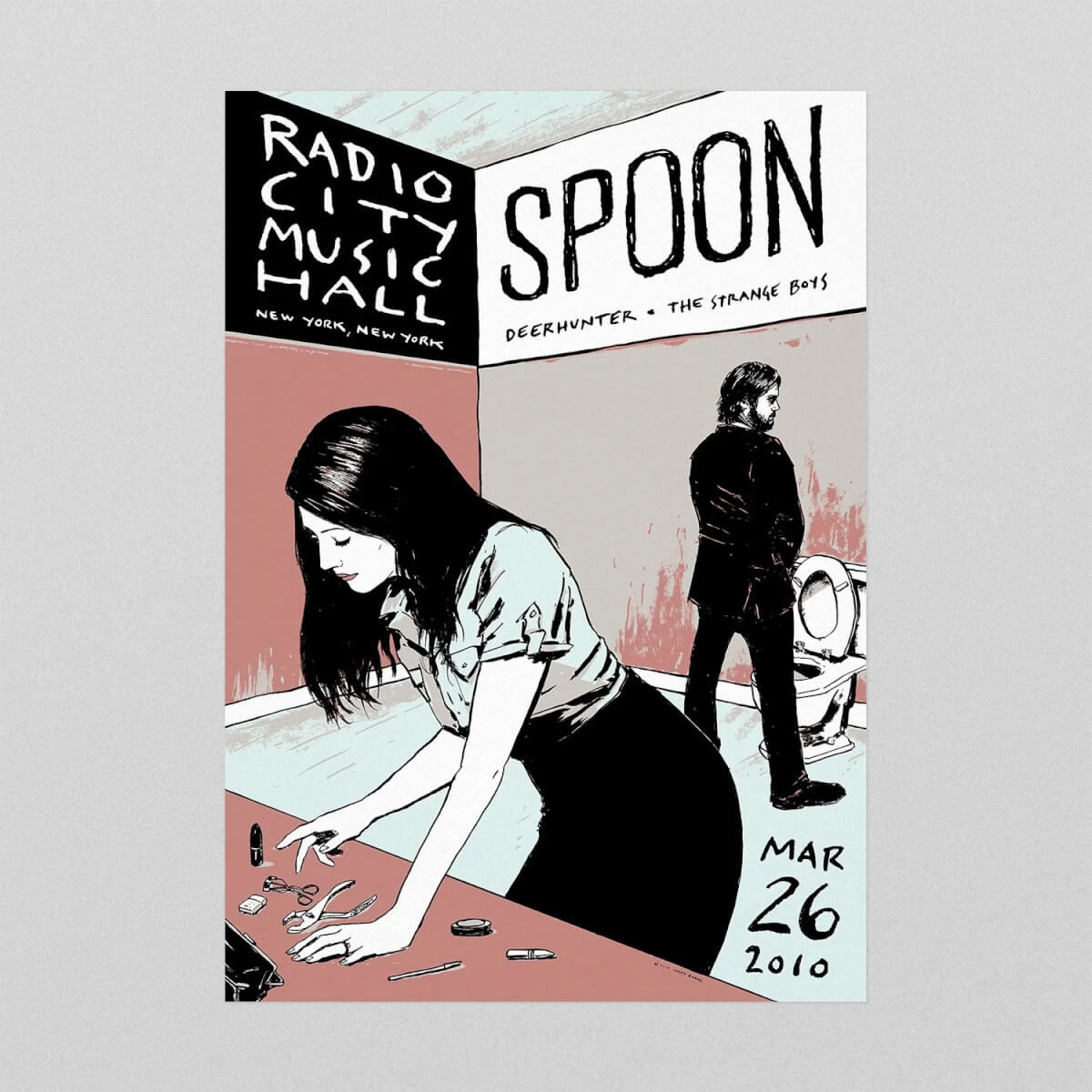 Spoon / Deerhunter / The Strange Boys Poster, Radio City Hall, NYC, 2010