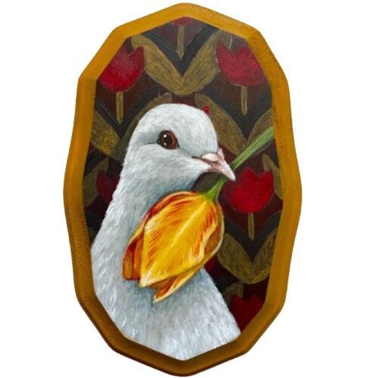 White Pigeon / Tulip - Yellow by Diana Teeter