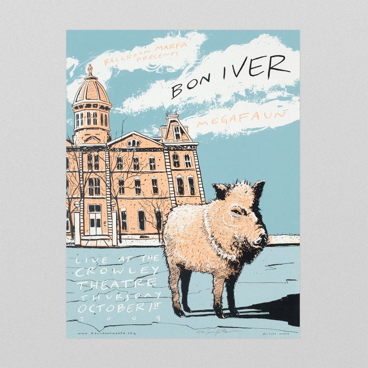 Bon Iver / Megafaun Poster, Marfa Texas, 2009
