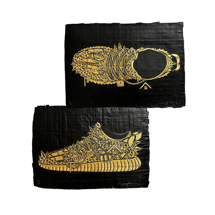 Holy Grails: Blacked-out Papyrus Print (Set of 2) by Marwan Shahin