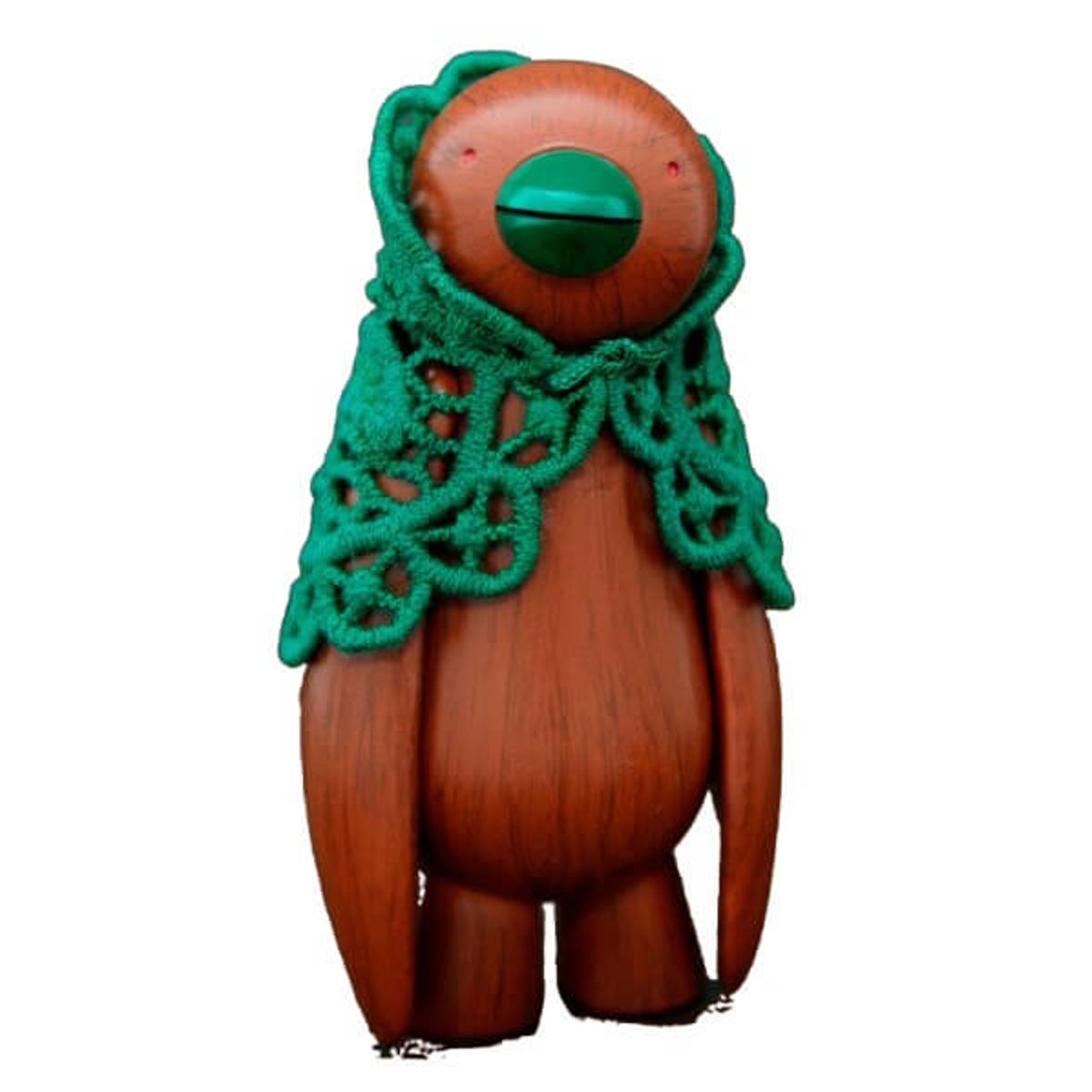 the mulled ji ja - wood effect body with Green scarf