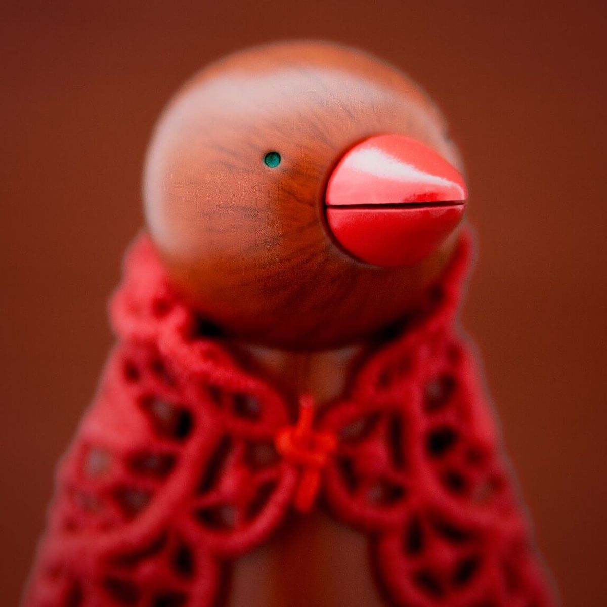 the mulled ji ja - wood effect body with RED scarf