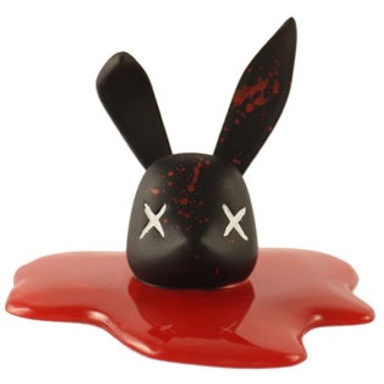 Decapitated Bunny Head - Black & Spattered by Luke Chueh