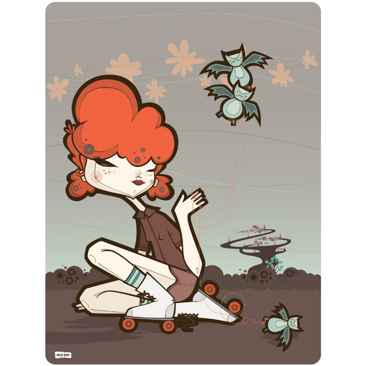 Roller Girl with Balloon Bats by Julie West