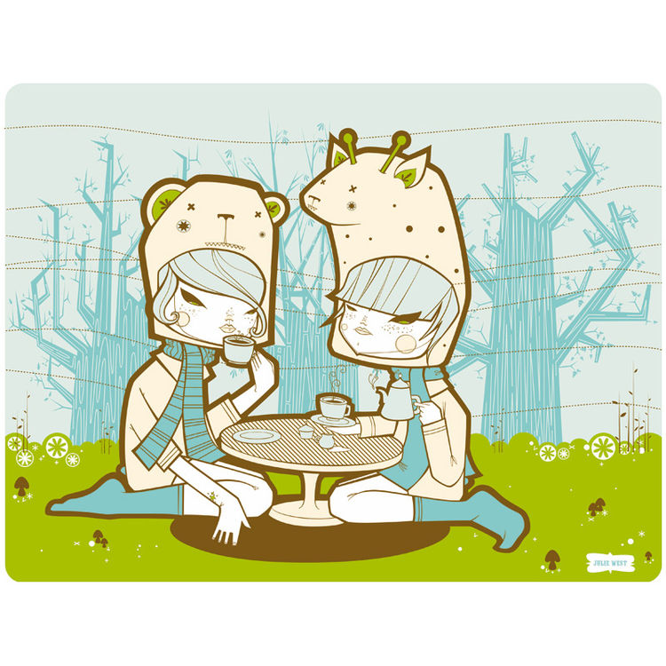 Bear Giraffe Teaparty by Julie West