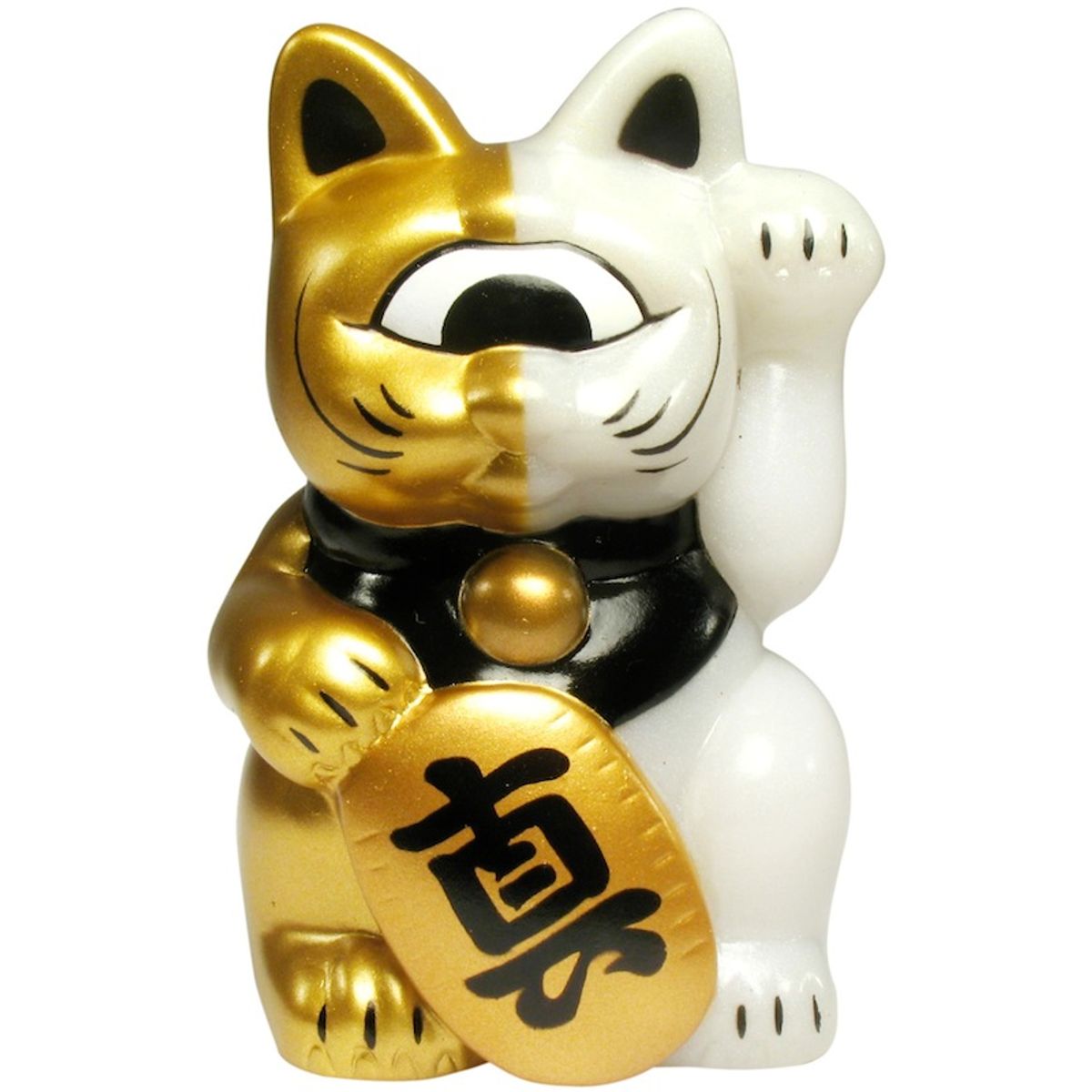 Mini Fortune Cat - Gold/White Split