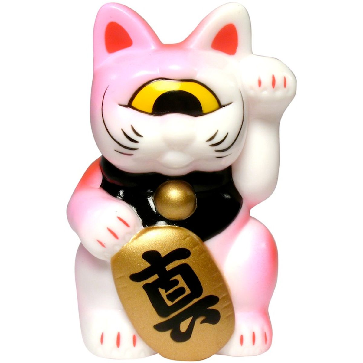Mini Fortune Cat - White w/ Pink