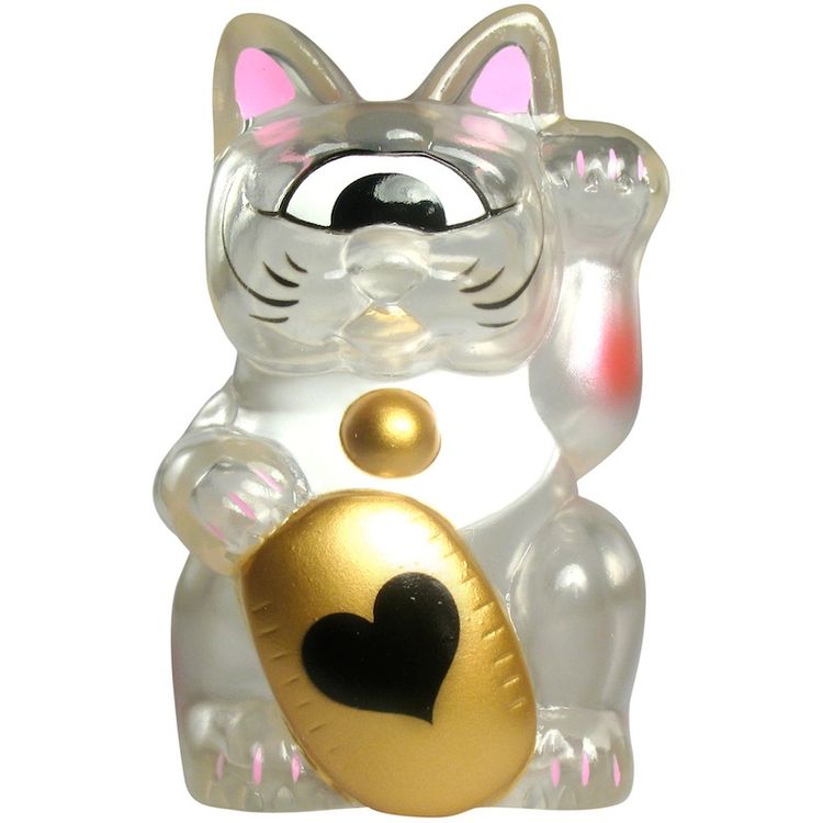 Mini Fortune Cat - Clear w/ Heart by Real X Head (Mori Katsura)