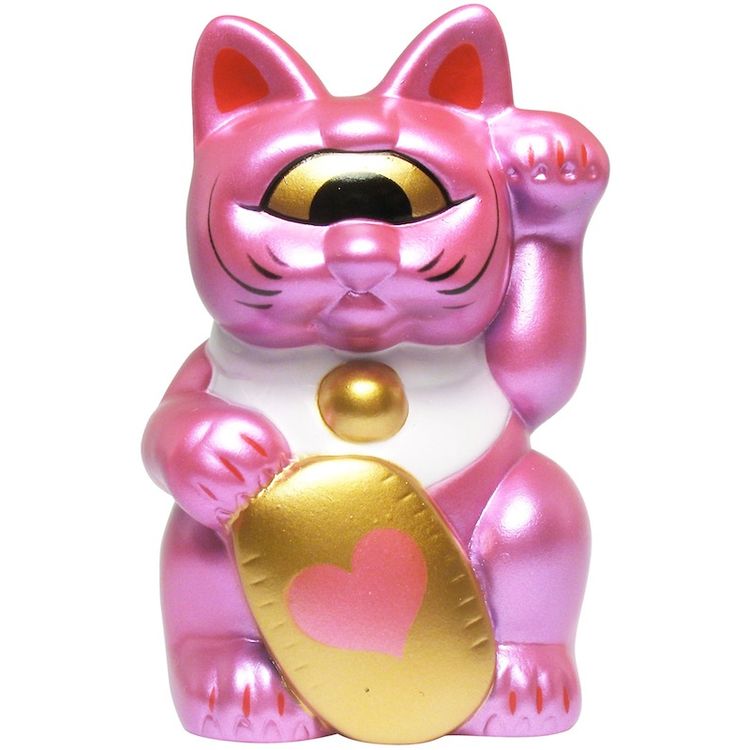 Mini Fortune Cat - Pink w/ Heart by Real X Head (Mori Katsura)