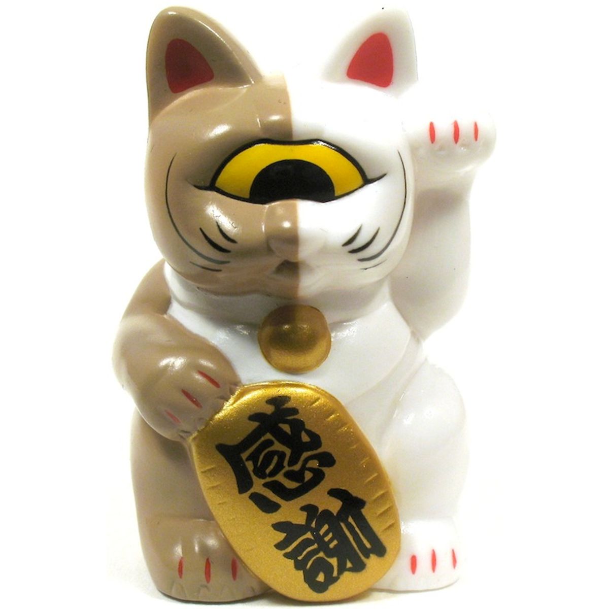 Mini Fortune Cat - Brown/White Split