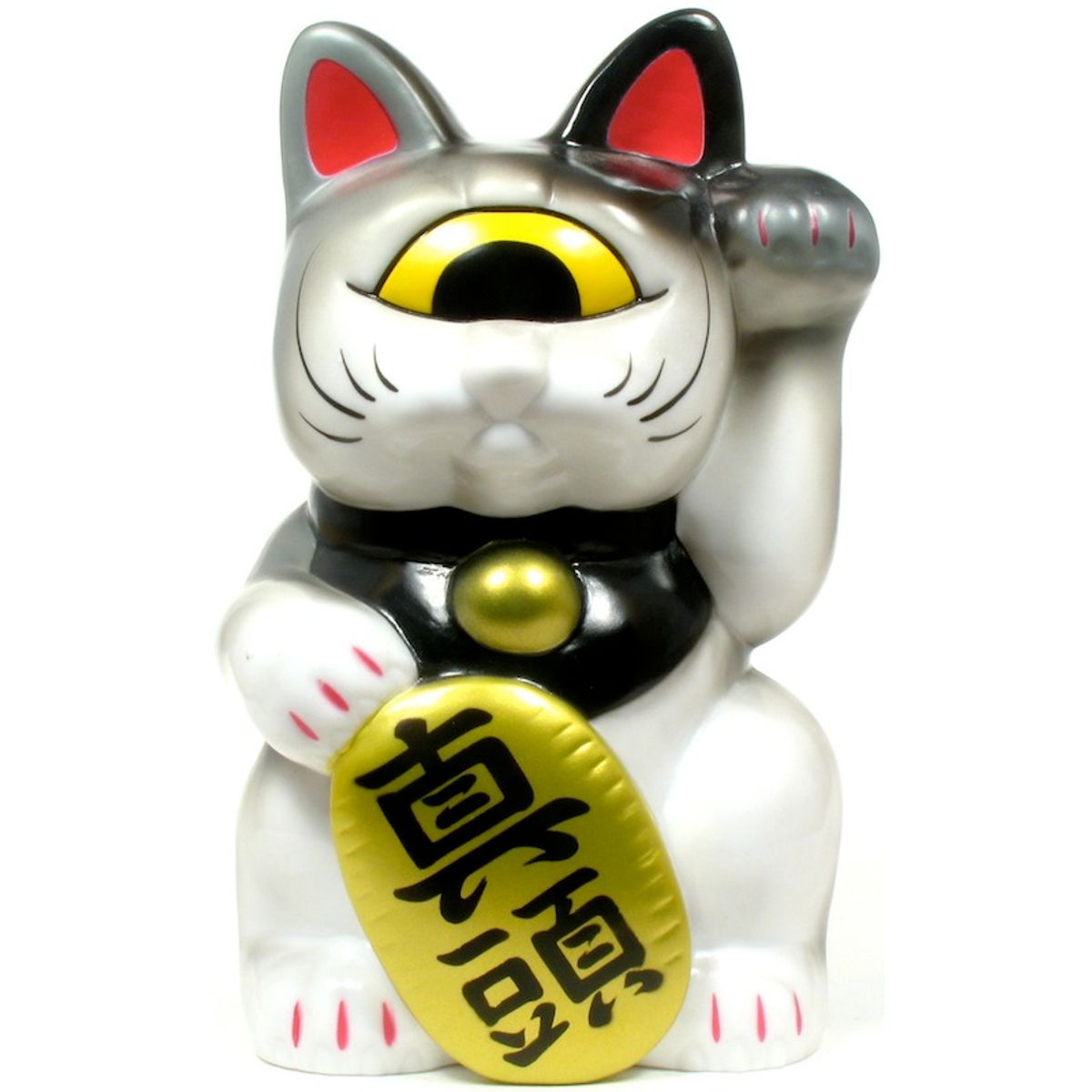 Mini Fortune Cat - White w/ Smoke