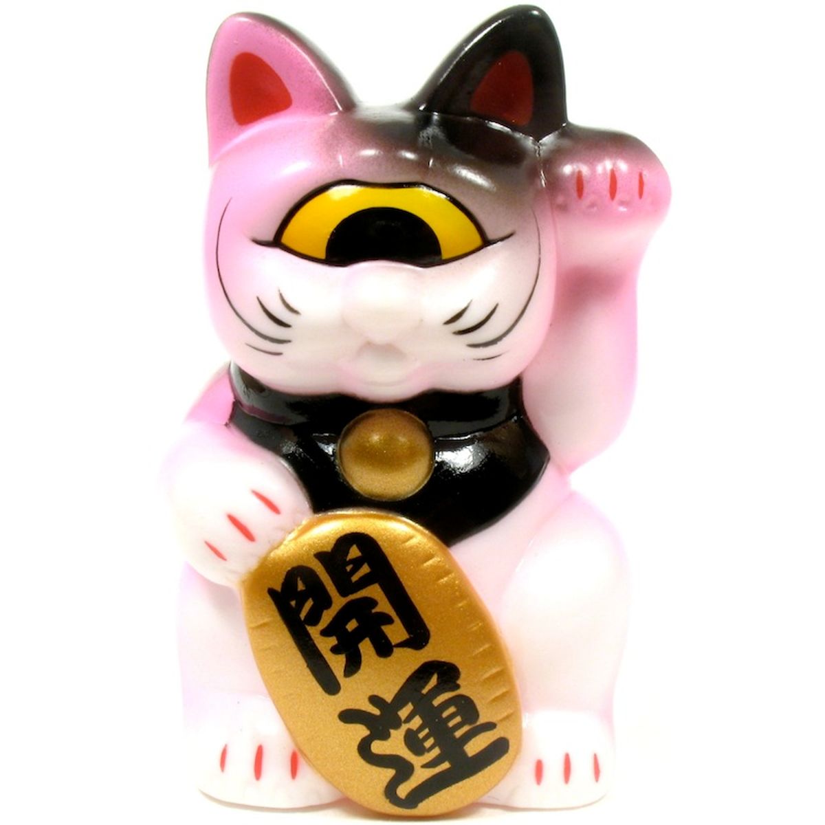 Mini Fortune Cat - White w/ Pink Spray