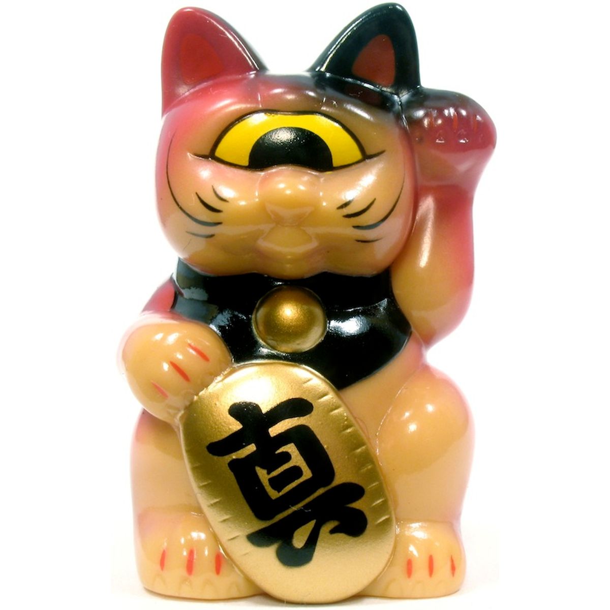 Mini Fortune Cat - Peach w/ Pink Spray