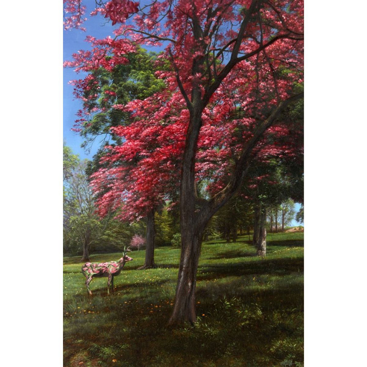 Camo deer in spring bloom