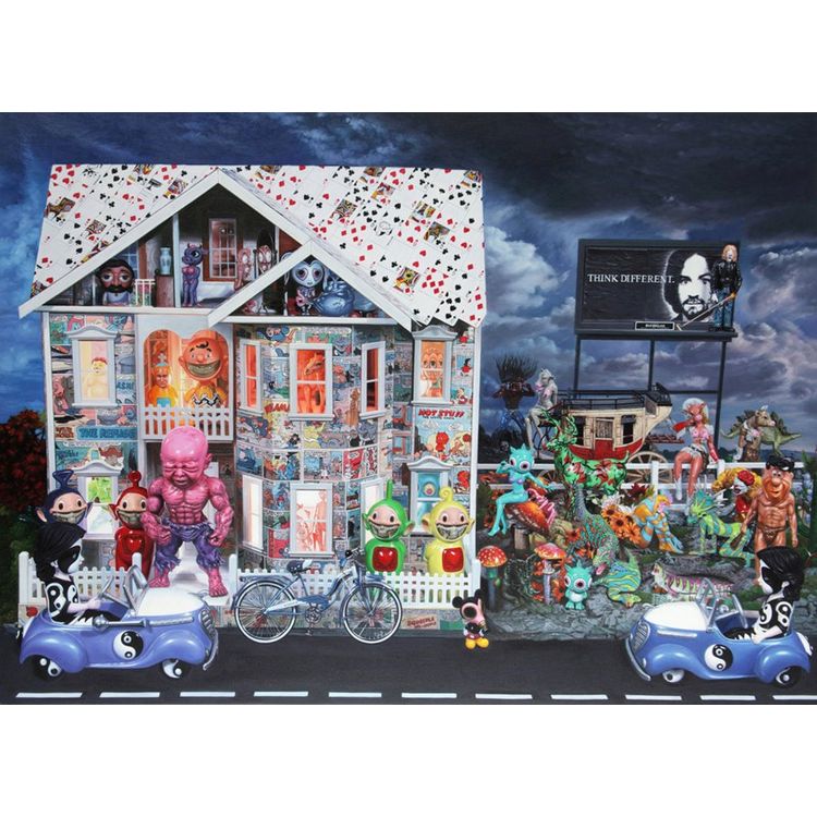 Comic house block party by Ron English