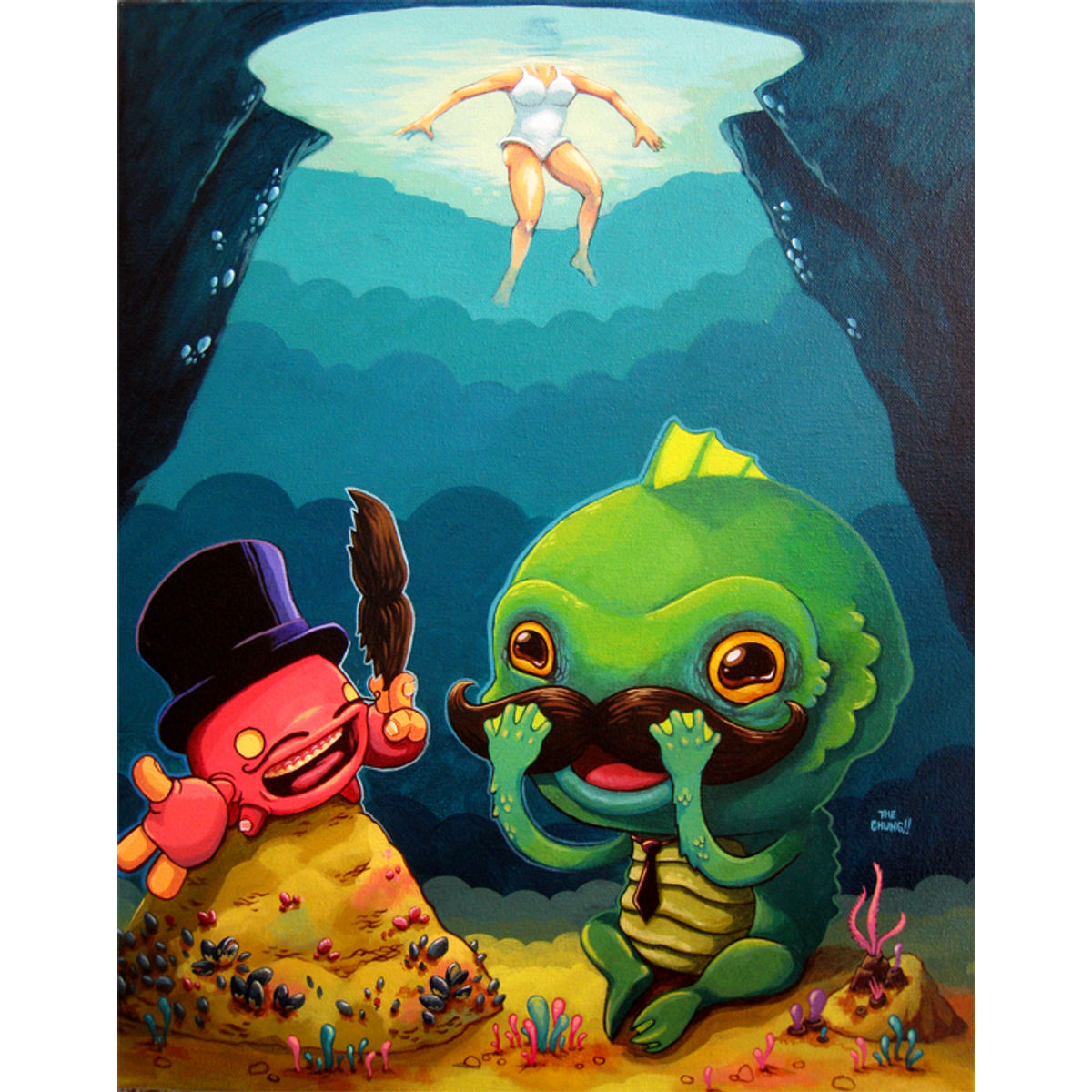 Finger-Crab Helps Gillman Try On Mustaches For His Big Date