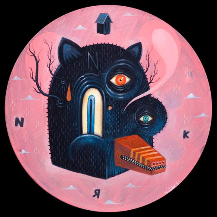 Flying head in a pink sky by Niark1 (Sebastien Feraut)