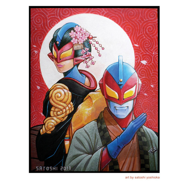 Lady & Captain Maxx painting by Satoshi Yoshioka