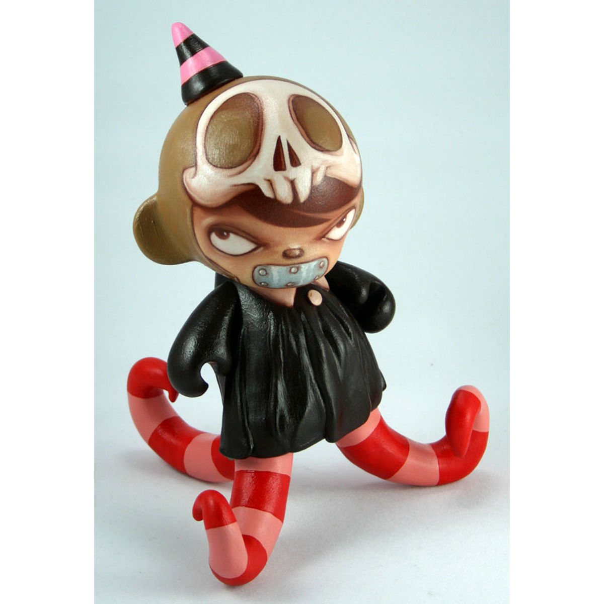 Girl in Black dress with squid legs, bear hood