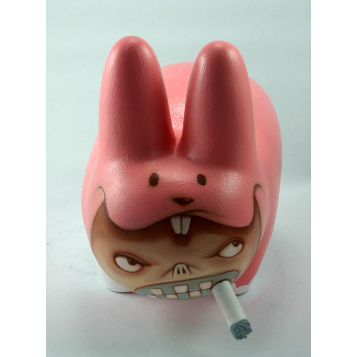 Smoking Boy in Pink Rabbit Suit, with ass beanie