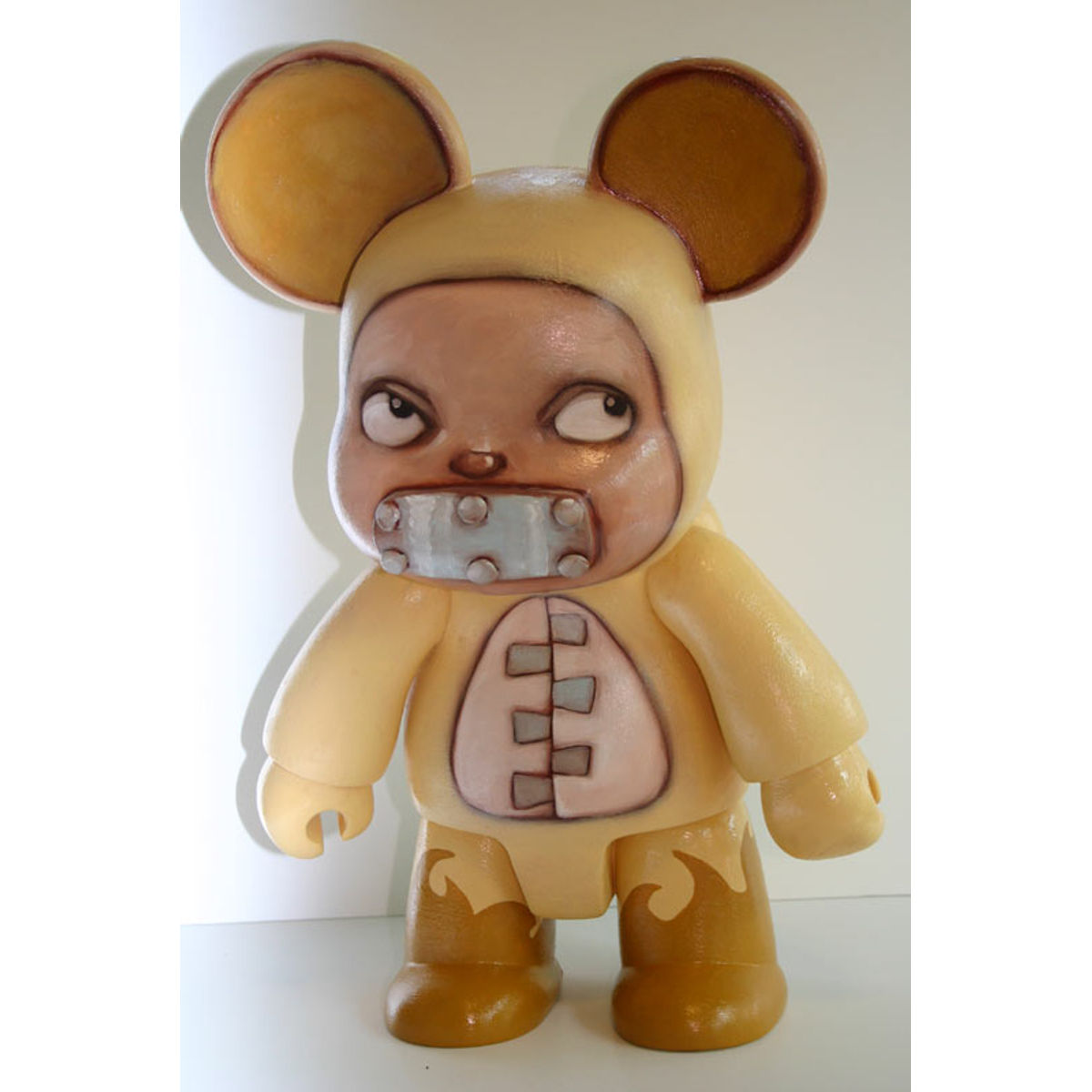 Boy in Yellow Bear suit, flames