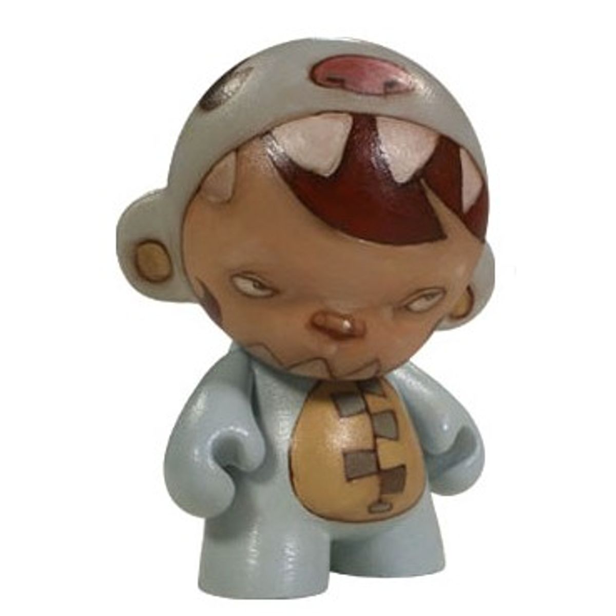 Girl in blue bear suit