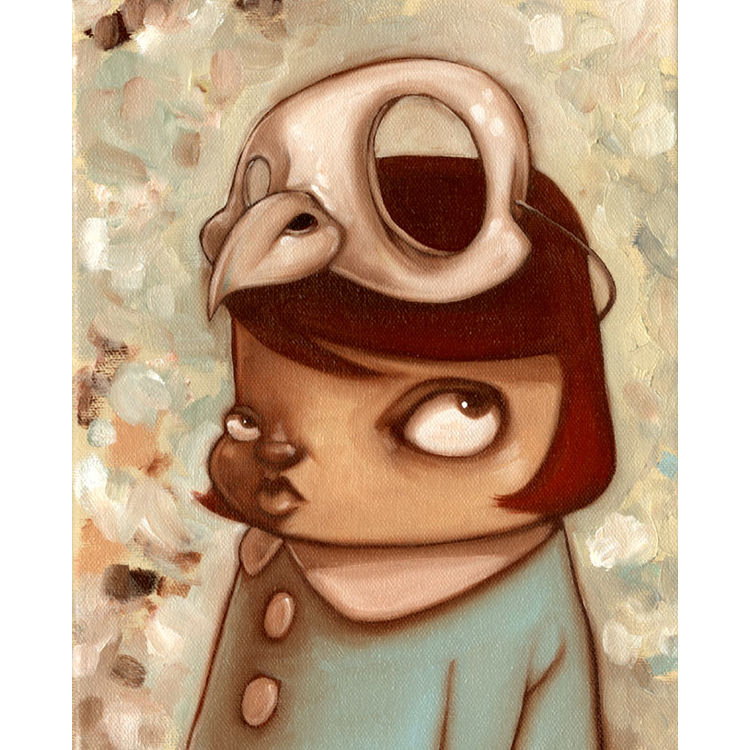 Girl with Bird Skull Mask by Kathie Olivas