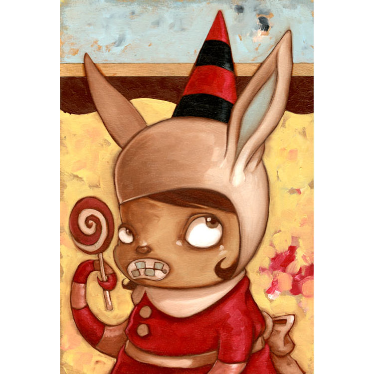 Squid girl with rabbit hood, lollipop by Kathie Olivas