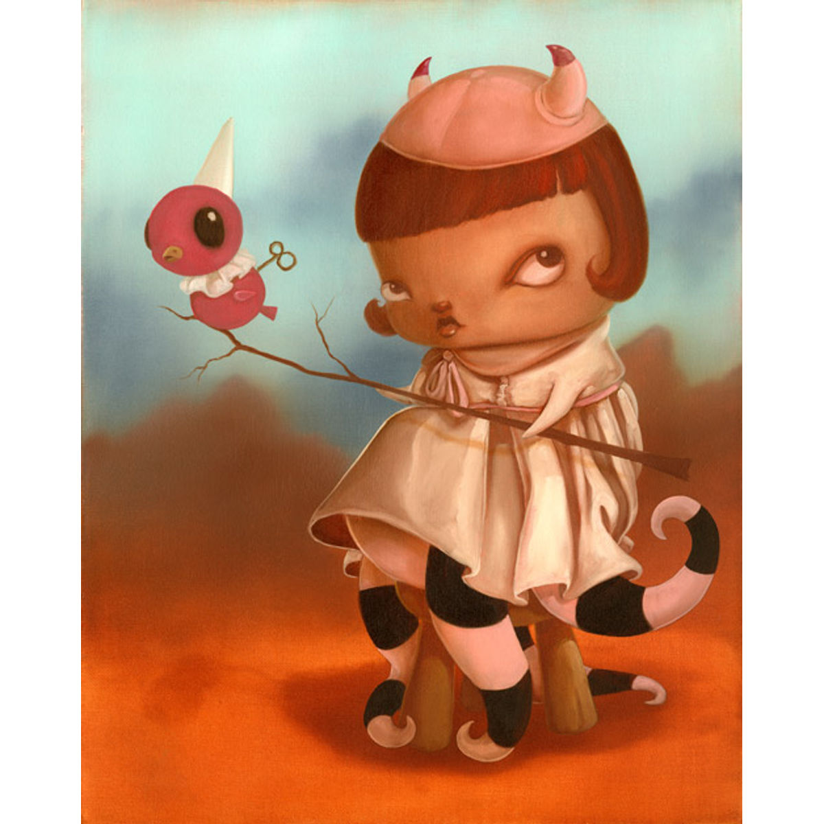 Girl with Red Bird, Squid Legs