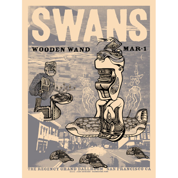 SWANS & Wooden Wand:  San Francisco 3.1.11 by Monkeyink (John Howard)