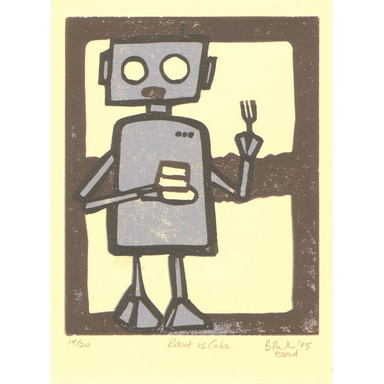 Robot vs. Cake by ezerd