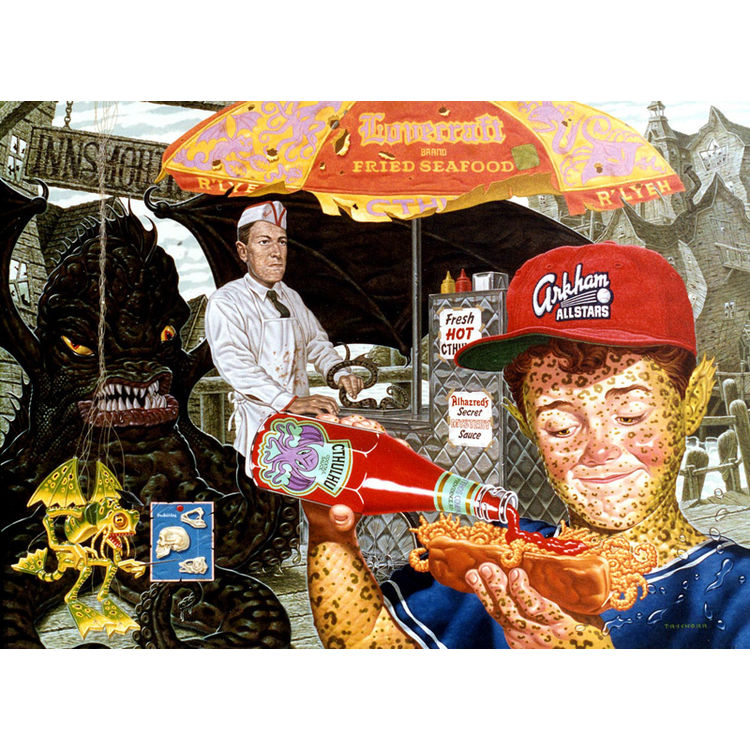H.P. Lovecrafts Fried Seafood Cart by Todd Schorr