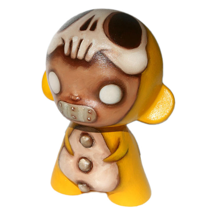 Boy in Yellow Bear Suit, Skull mask by Kathie Olivas