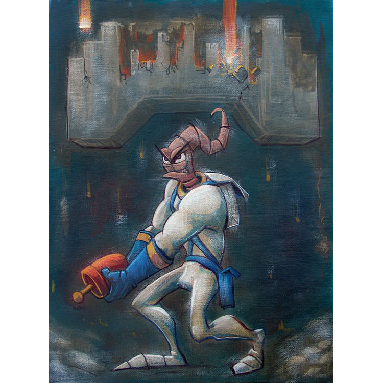 Earthworm Jim & the Space Invaders by valleyDweller