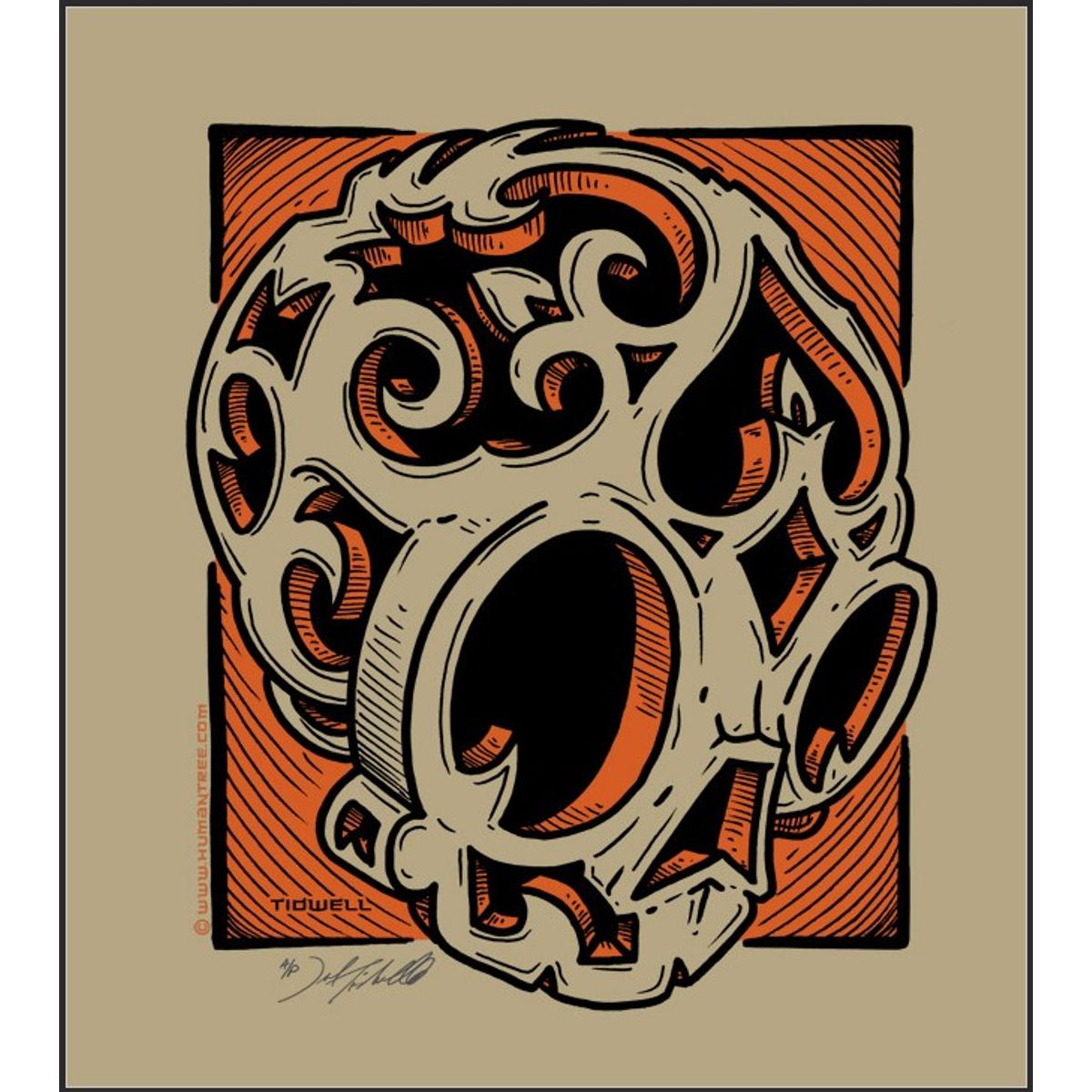 Tidwell Carved Skull - Orange