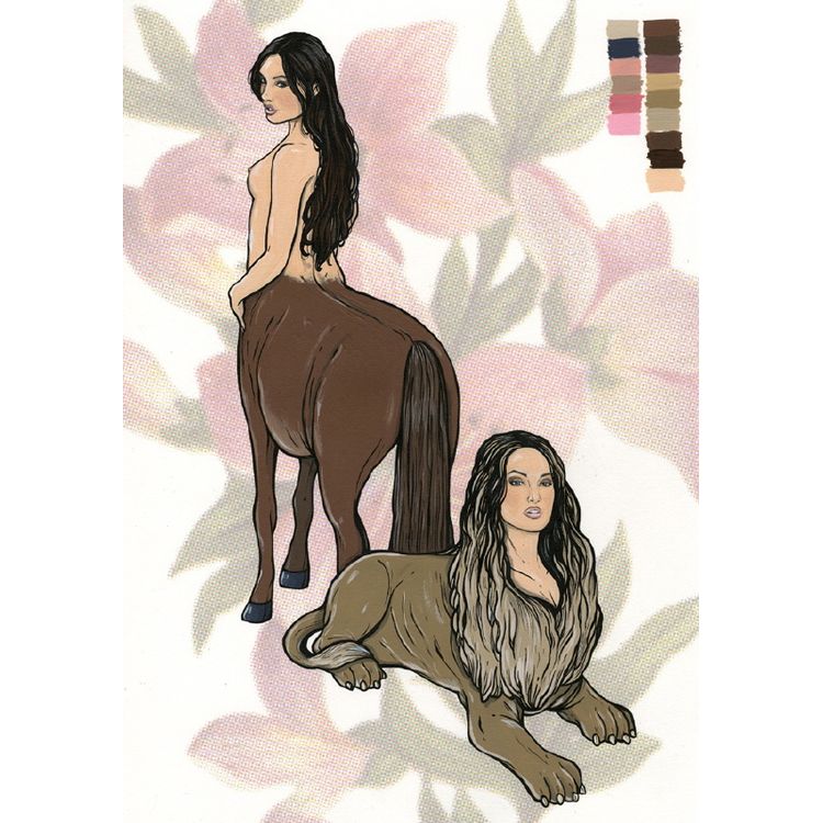 untitled (Sasha Grey as mythical creatures: centaur and sphinx) by Steve Seeley