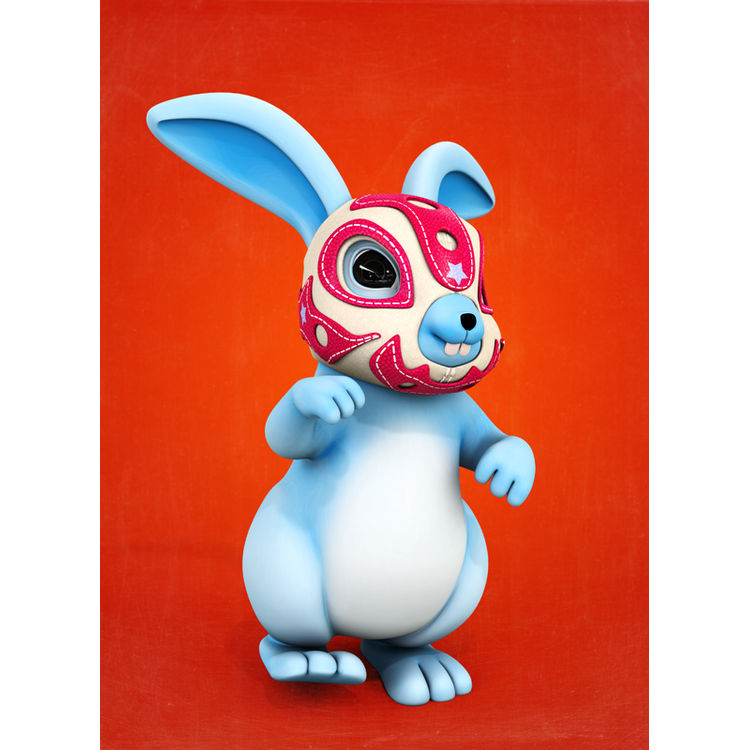 Lucha Rabbit-Blue Brother by Theodoru (Teodoru Badiu)