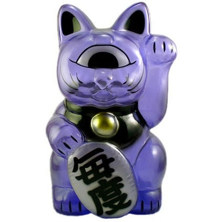 Fortune Cat - Clear Purple by Frank Kozik