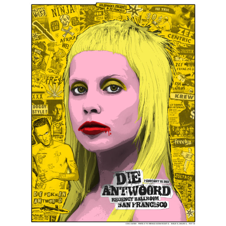 Die Antwoord - San Francisco, CA, 2012 - Blacklight Orange Variant by Zoltron