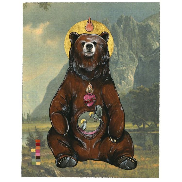 Untitled (Saint Bear with Birds) by Steve Seeley