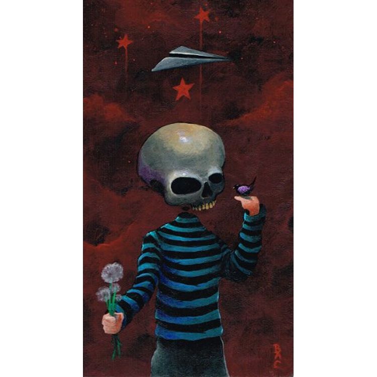 Skeleton with Bird by Color Chemist (Bryan Collins)