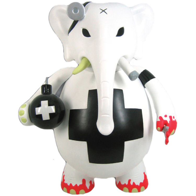 Dr. Bomb - Blackcross White by Frank Kozik