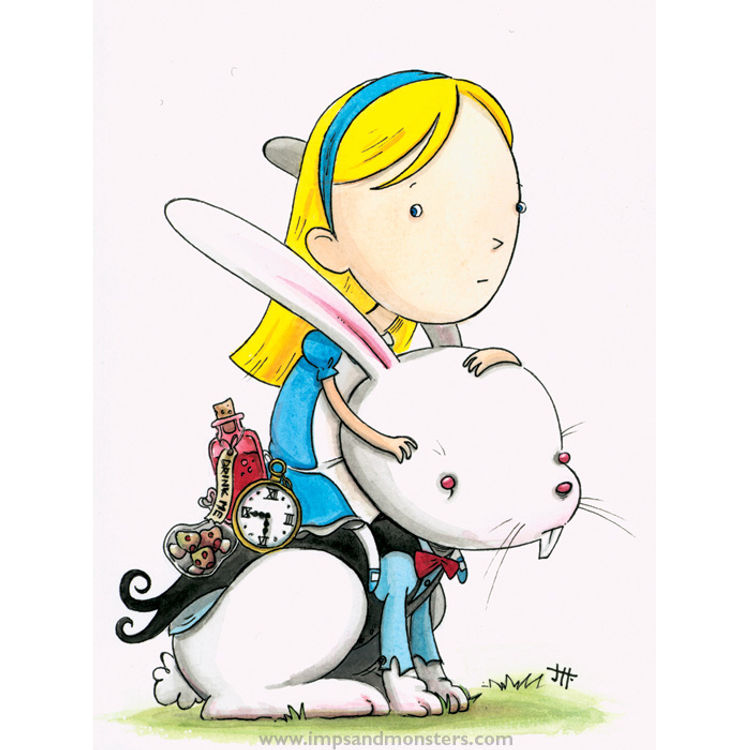 ALICE & THE WHITE RABBIT (PRINT) by Justin Hillgrove