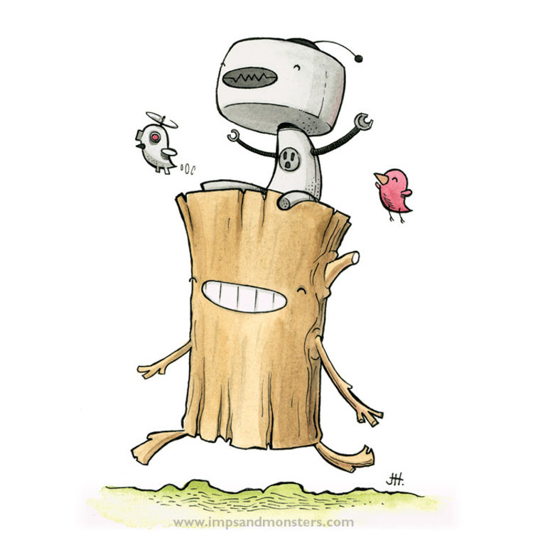 ROBOT & LOG by Justin Hillgrove
