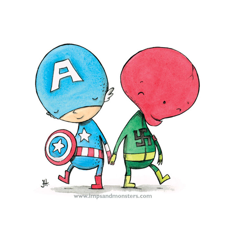 MAKING UP: CAPTAIN AMERICA & RED SKULL by Justin Hillgrove