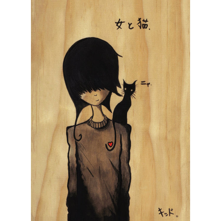 Girl and Cat by Jen Kiddo