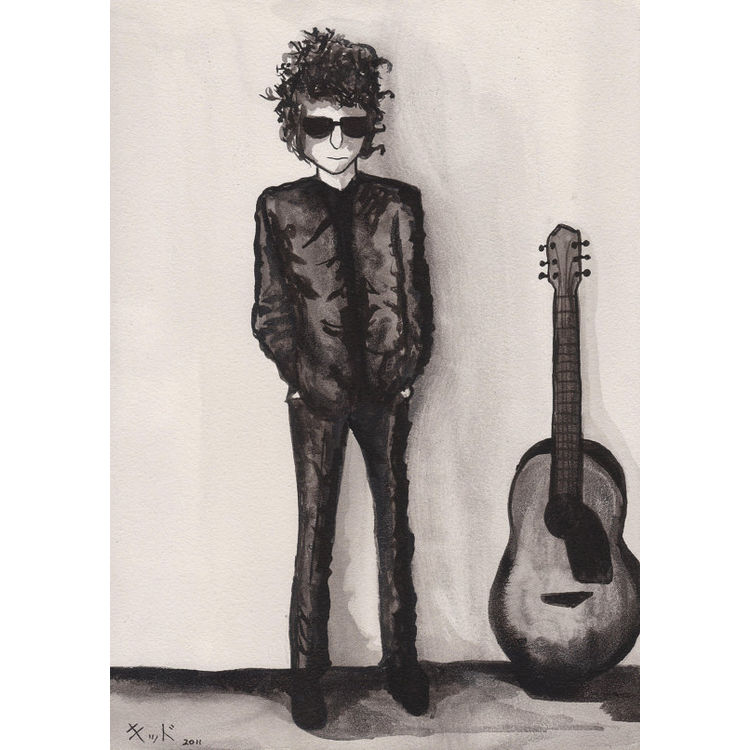Like a Rolling Stone (Bob Dylan Portrait) by Jen Kiddo