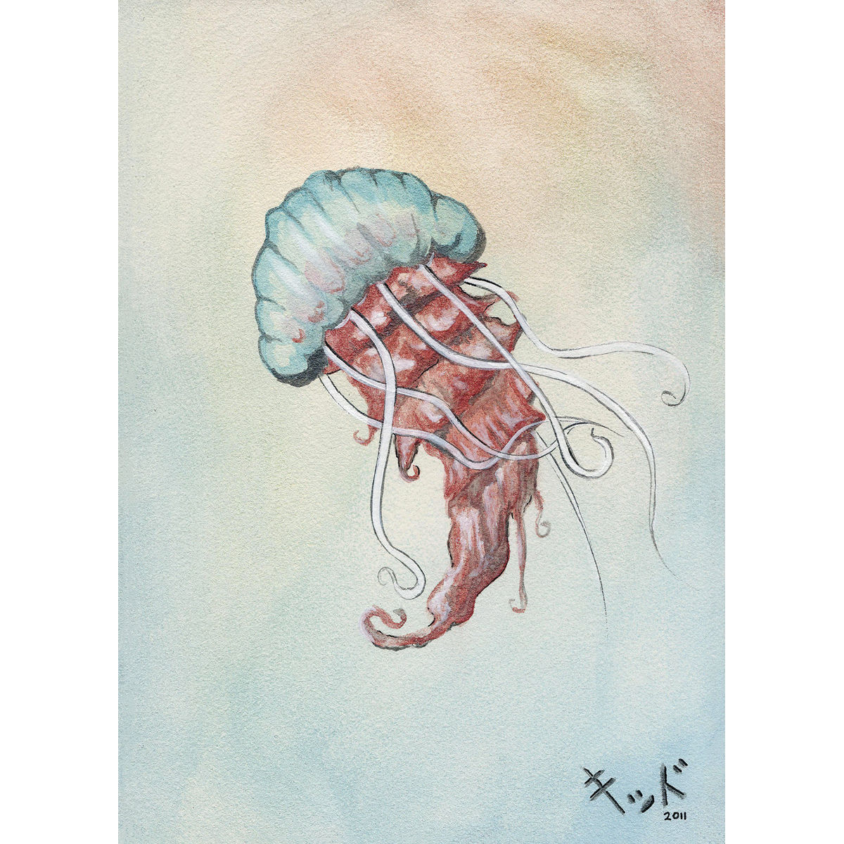 pearlescent watercolor painting- jellyfish