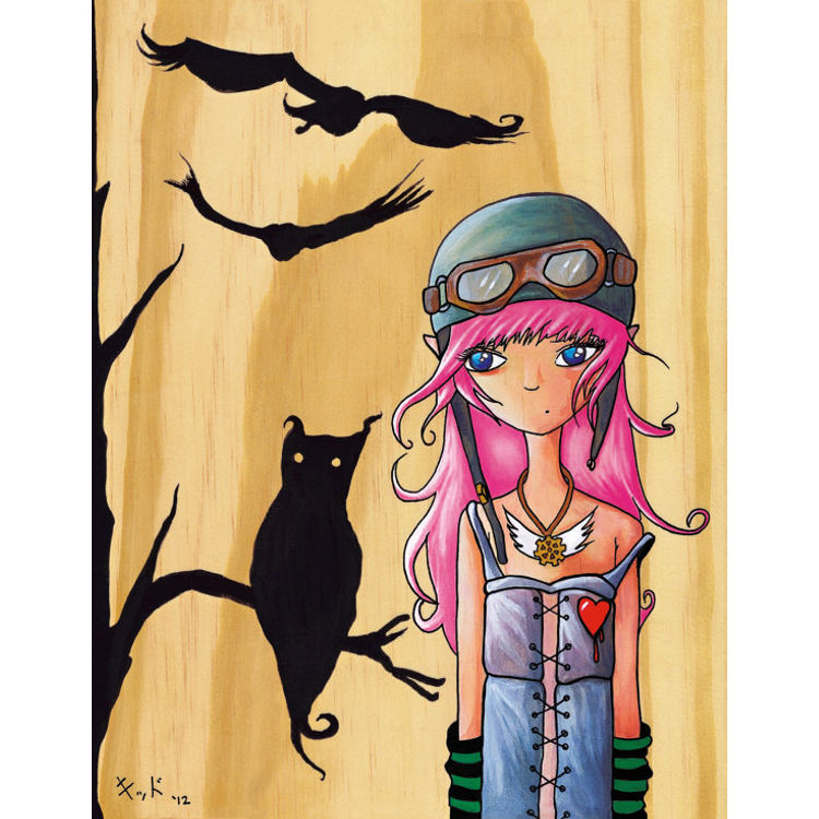 Aviators (Owl Girl) print by Jen Kiddo